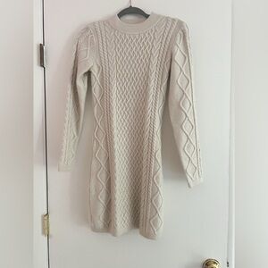 H&M Cream Long Sleeve Knit Dress